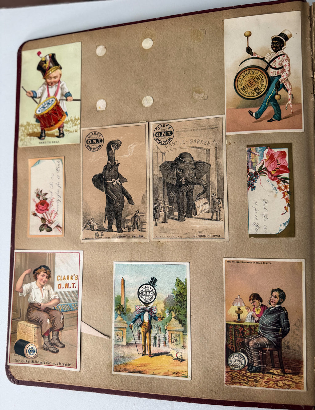 Rare 1880s Victorian Trade Card Album - Merchant’s Gargling Oil BASEBALL Set - Black Americana - Patent Medicine - Peacock Cover