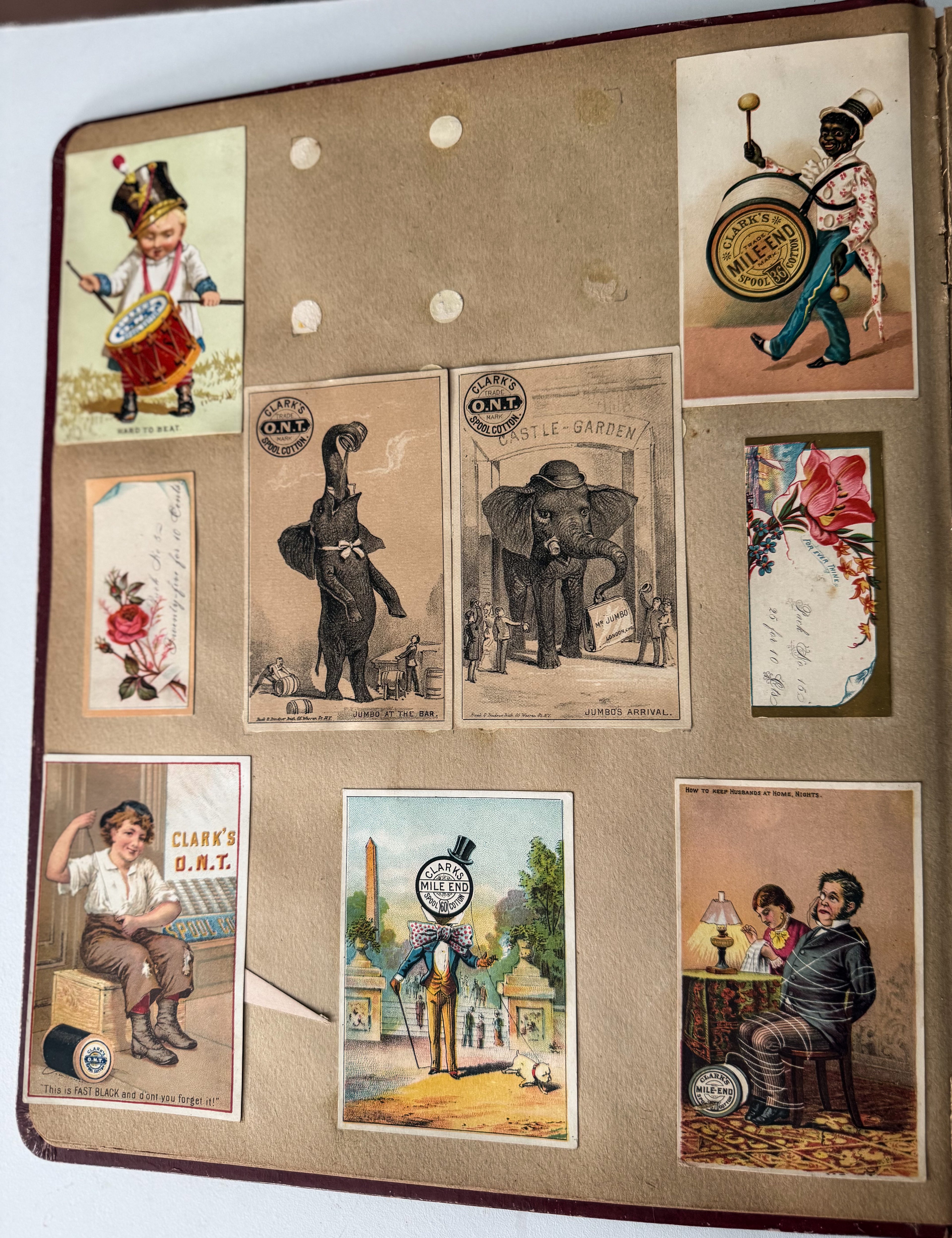 Rare 1880s Victorian Trade Card Album - Merchant’s Gargling Oil BASEBALL Set - Black Americana - Patent Medicine - Peacock Cover