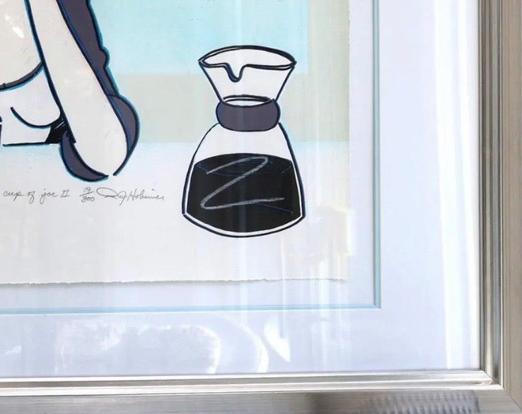 Large R.J. Hohimer Signed Limited Edition Serigraph Cup of Joe II Framed Pop Art