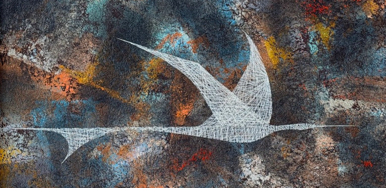 Original Leonardo Nierman Painting Bird In Flight Large 1959 Oil On Masonite Modernist Statement Piece - 50” x 41”