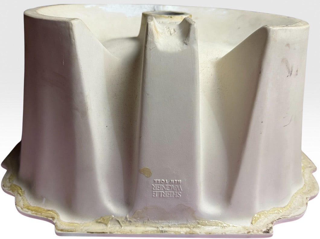 Vintage Sherle Wagner Scalloped White Porcelain Drop-In Sink Basin Fluted Hollywood Regency