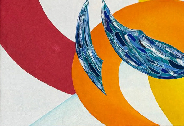 Large Format Mid-century Modern Abstract Oil Painting Progression No 13 by Peabody - 72”