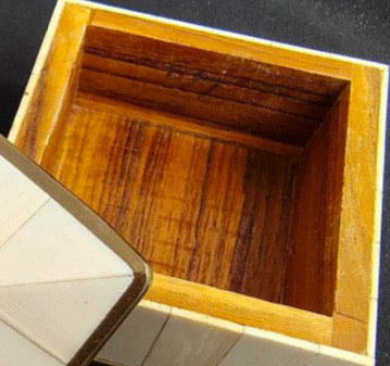 Vintage Handcrafted Bone Inlay and Brass Trim Trinket Box