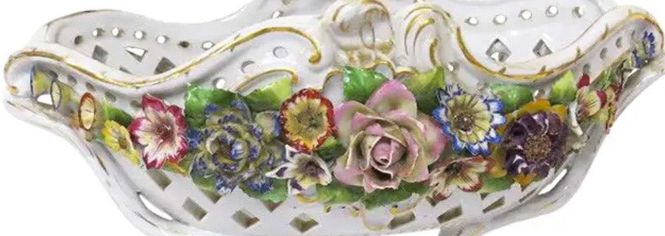 Antique Von Schierholz Reticulated Porcelain Console Bowl - 1907-1927
