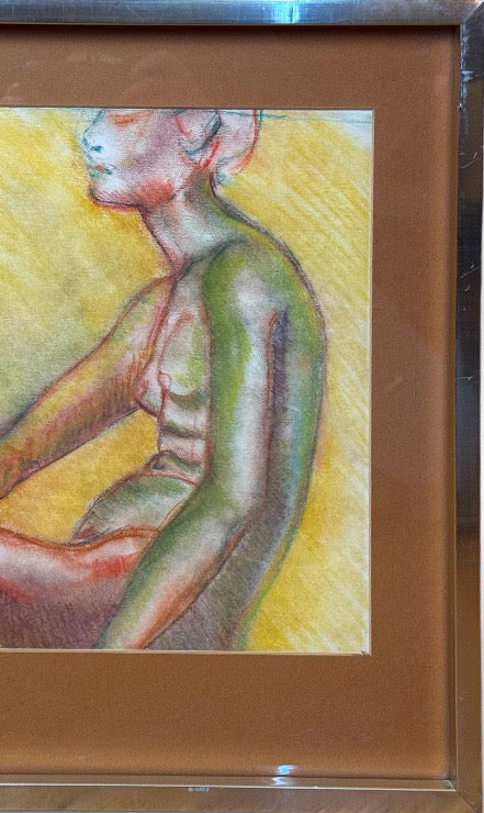 Original Andi Pepper Expressive Nude Figure Study Drawing Vibrant Mid Century Modern Style