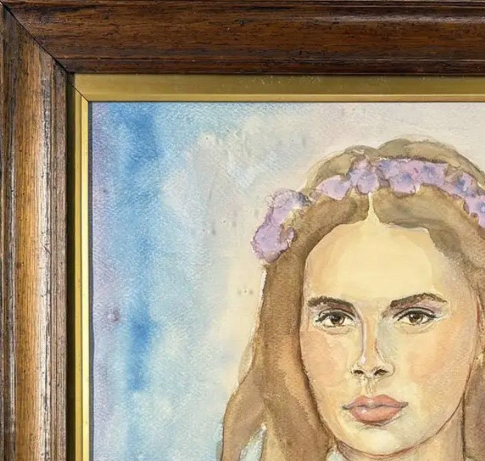 1979 Signed Steve LeBailly Original Watercolor – "Lady in Lavender" Figurative Portrait