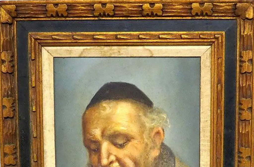 Mid-Century Signed Erling Jørgensen Oil Painting - "Rabbi in Study" Fine Judaica