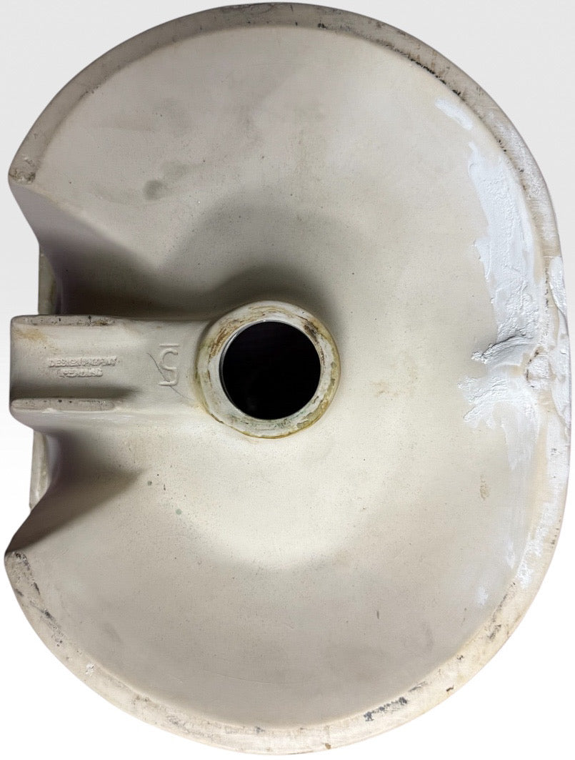 Vintage Sherle Wagner Scalloped White Porcelain Drop-In Sink Basin Fluted Hollywood Regency