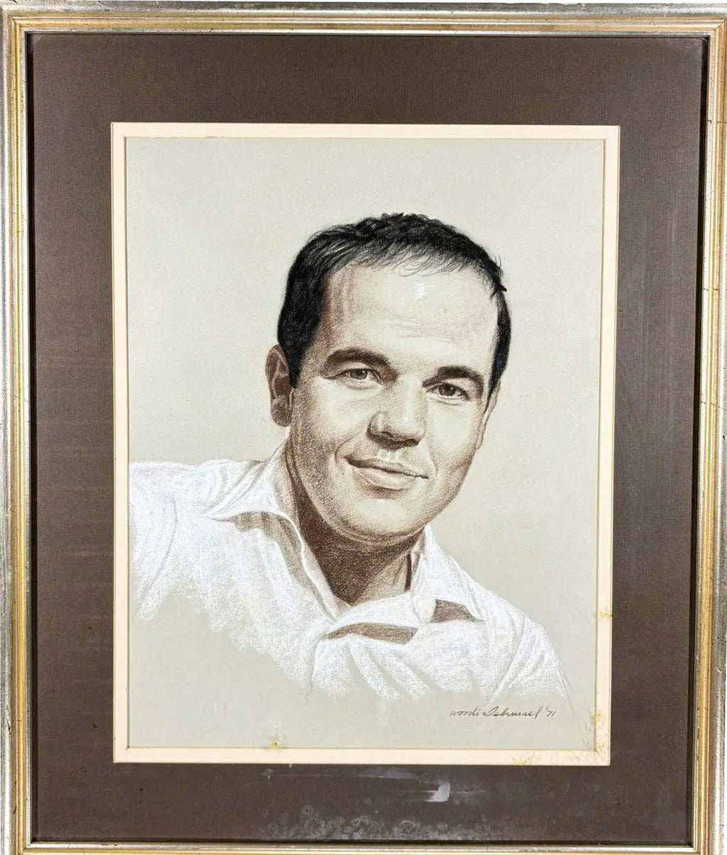 Vintage 1971 Woodi Ishmael Signed Original Pastel Portrait Of A Man