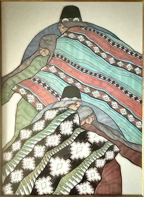 Vintage Signed Amado Maurilio Pena Southwestern Modernist Custom Framed Art Print Sin Titulo Native American Figures