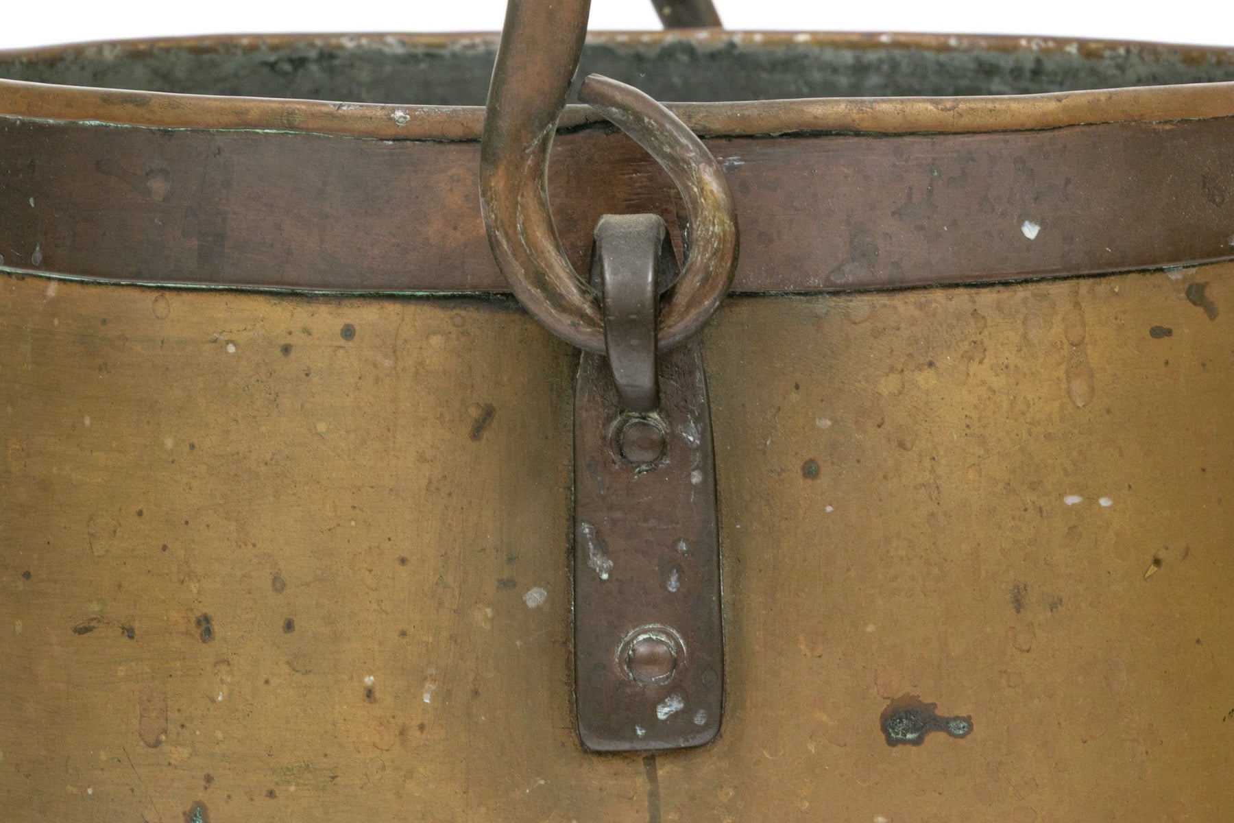 Antique 19th Century Dovetailed Spun Brass and Iron Hearth Cauldron Preserving Kettle