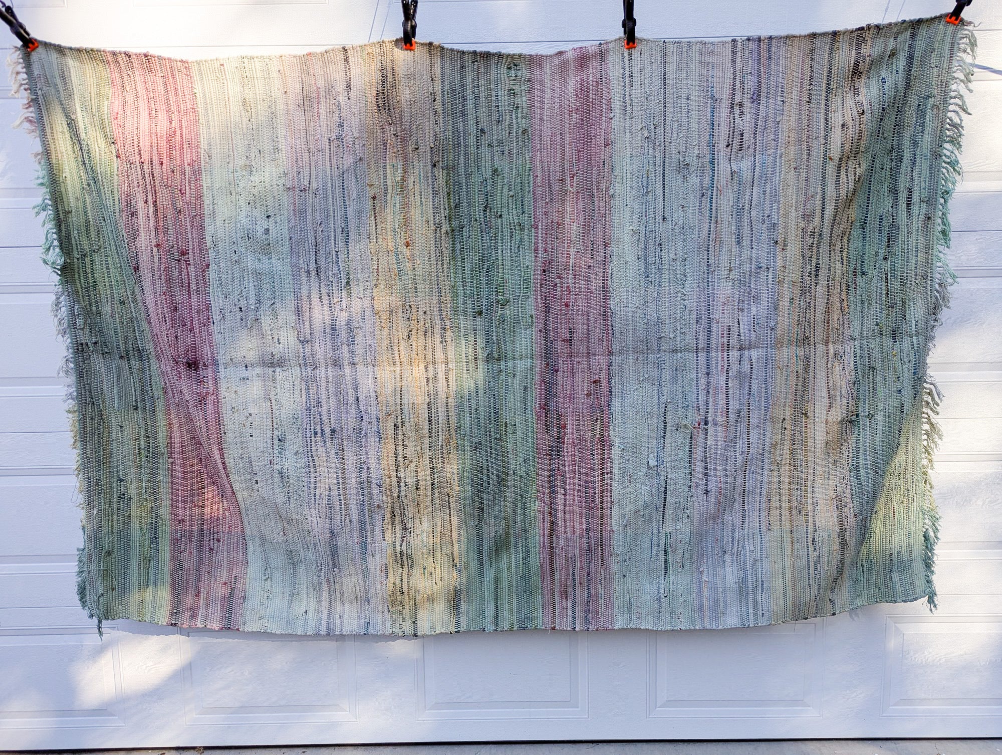 Large Antique American Woven Textile Wall Hanging 5x7