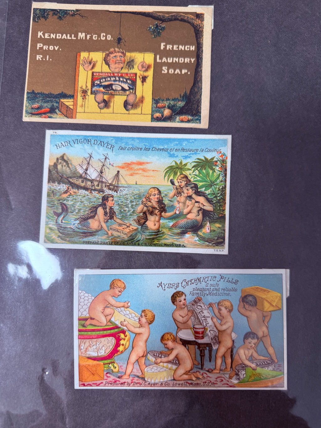 Rare 1880s Victorian Trade Card Album - Merchant’s Gargling Oil BASEBALL Set - Black Americana - Patent Medicine - Peacock Cover