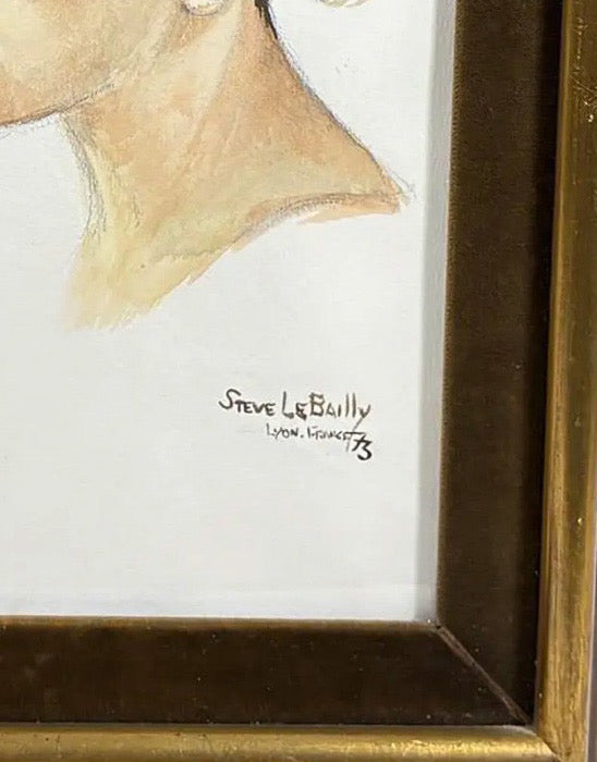 1973 Steve Le Bailly Original Portrait Watercolor - "Study of a Head"