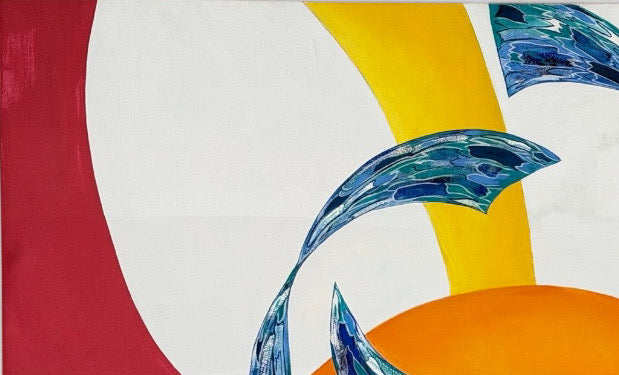 Large Format Mid-century Modern Abstract Oil Painting Progression No 13 by Peabody - 72”
