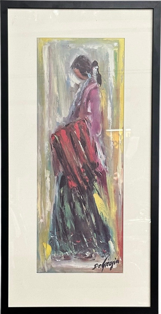 Vintage Framed Ted DeGrazia Mid-Century Southwestern Lithograph Prints Navajo Bride And Groom Pair