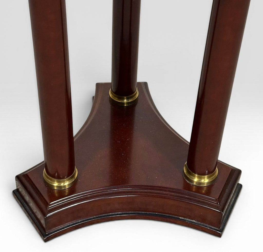 Vintage The Bombay Company Traditional Gold Brass Accent Green Marble Top Mahogany Plant Stand Pedestal