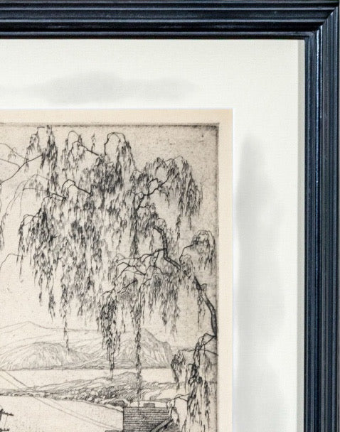 Abbo Ostrowsky Signed Etching Croton On Hudson Circa 1931