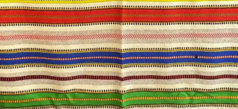 Vintage Mid-Century Mexican Hand-Woven Wool Serape — 83" x 57"