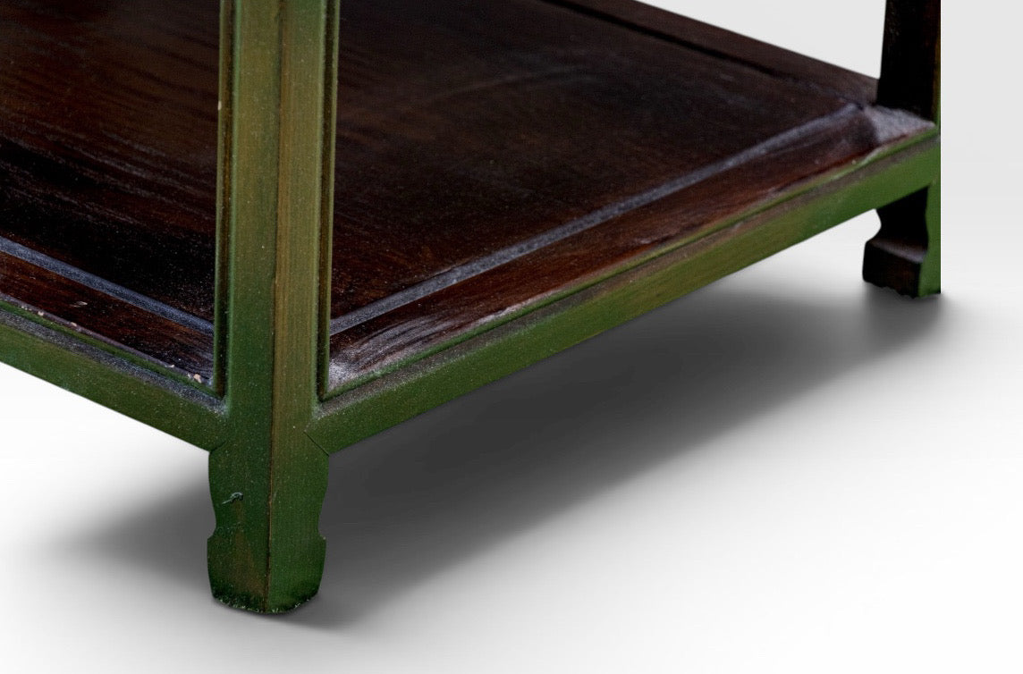 Vintage Chinese Altar Style Rosewood Finish End Table With Shou Emblems