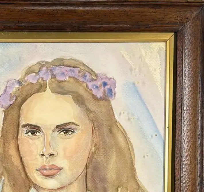 1979 Signed Steve LeBailly Original Watercolor – "Lady in Lavender" Figurative Portrait
