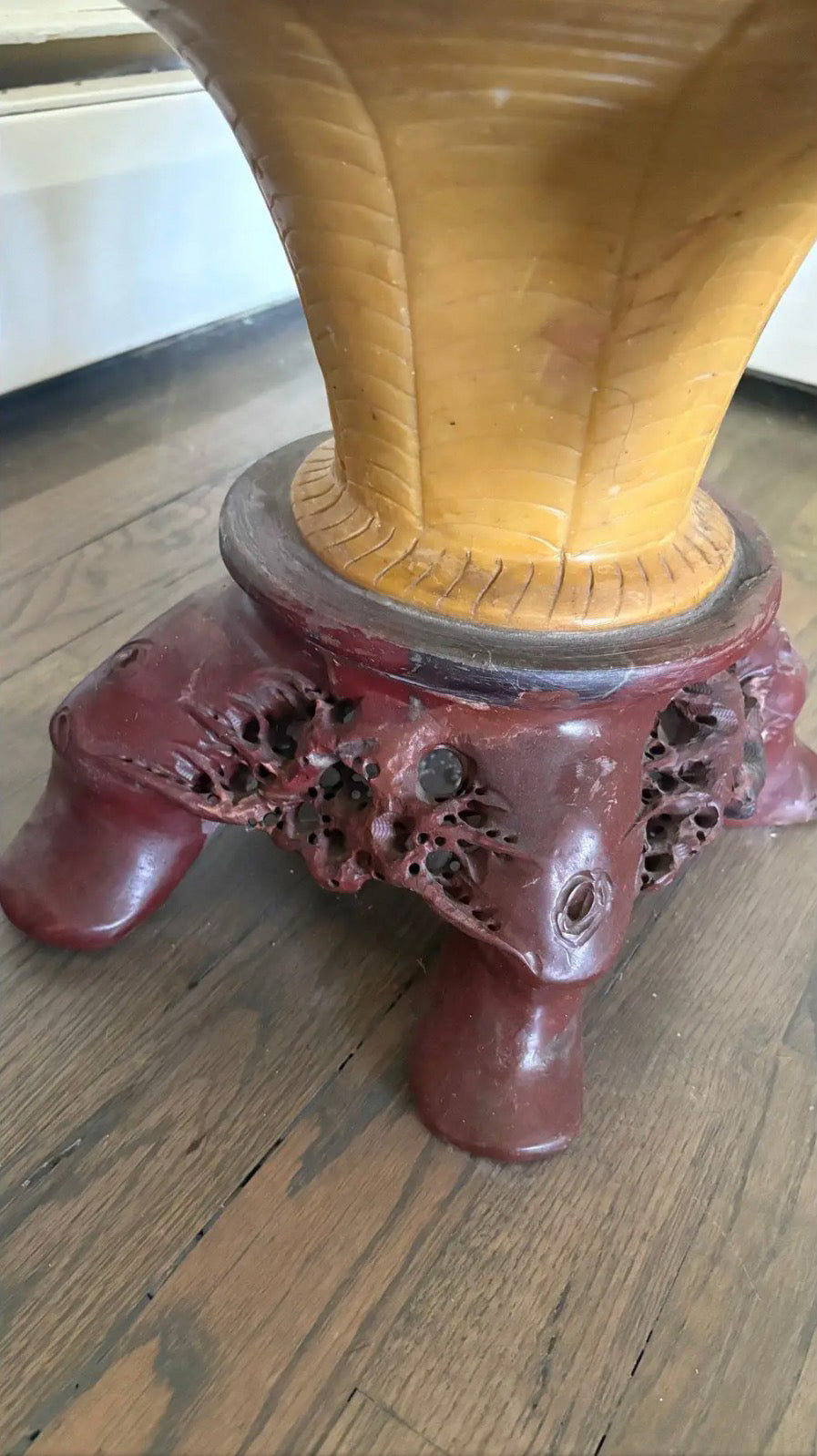 Monumental 31-Inch Chinese Hand-Carved Soapstone Basket Of Abundance Sculpture