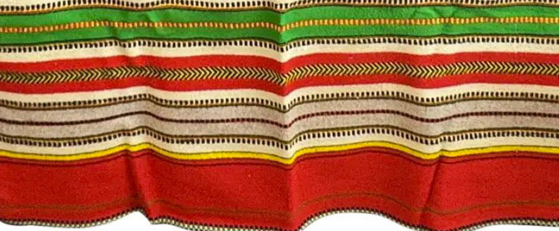 Vintage Mid-Century Mexican Hand-Woven Wool Serape — 83" x 57"