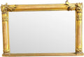 Antique 19th Century French Empire Giltwood Gesso Mantel Mirror with Foxed Glass