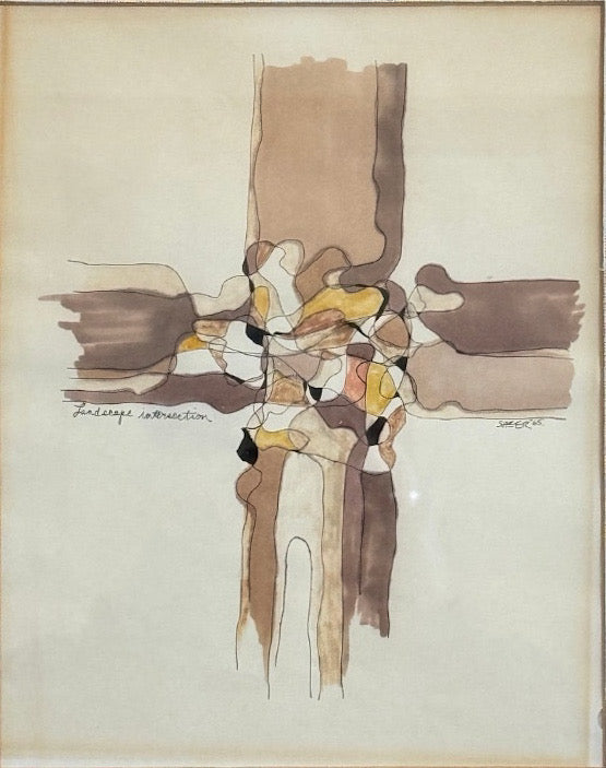 Vintage 1965 Abstract Casein Collage Signed By Sheer