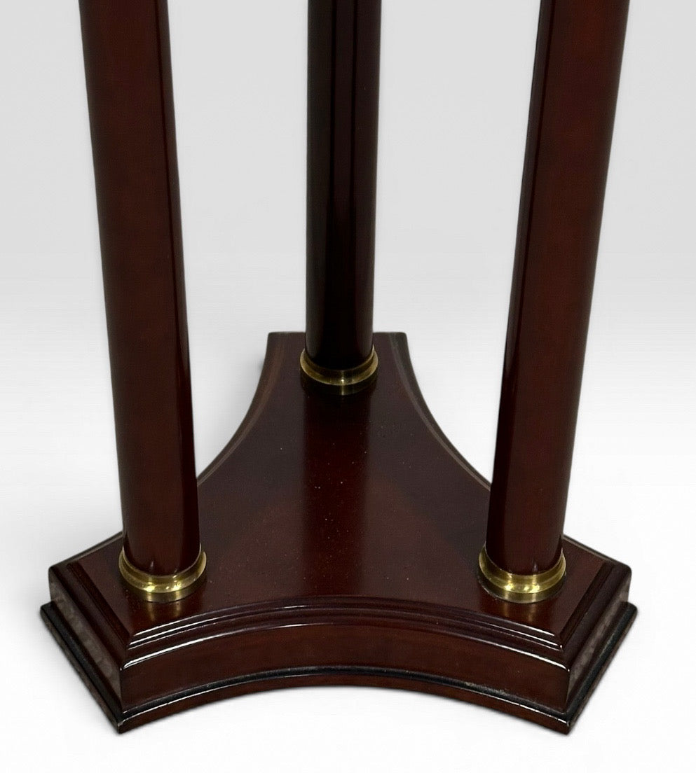 Vintage The Bombay Company Traditional Gold Brass Accent Green Marble Top Mahogany Plant Stand Pedestal