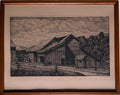 Vintage Luigi Lucioni Hand-Signed Fine Art Etching New England Regionalist Landscape Weathered Vermont Barn Custom Framed