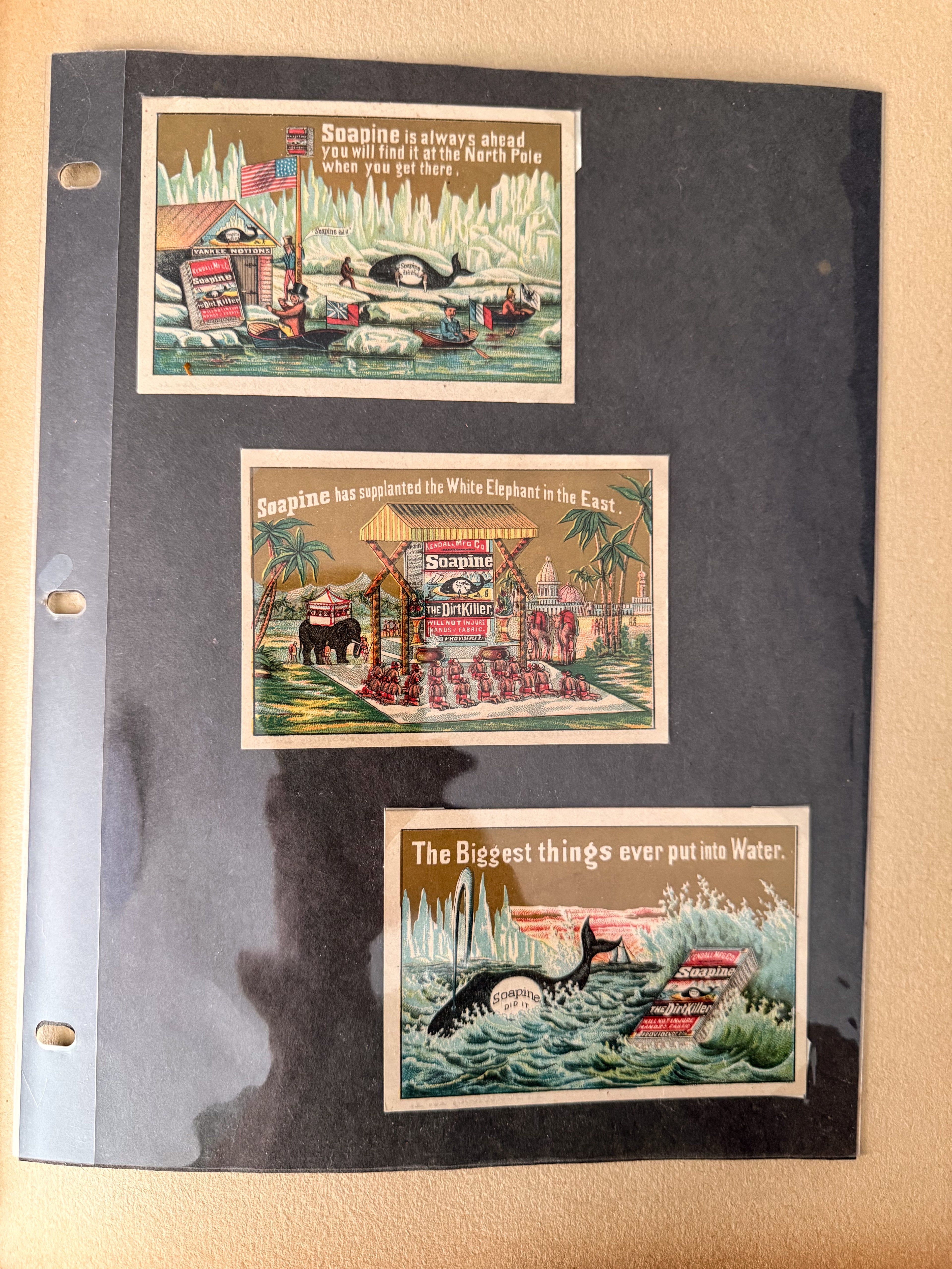Rare 1880s Victorian Trade Card Album - Merchant’s Gargling Oil BASEBALL Set - Black Americana - Patent Medicine - Peacock Cover