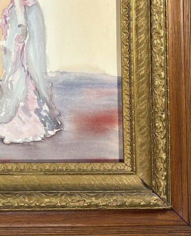 Original Steve LeBailly Signed Watercolor Portrait After Whistler Adeline Grand Ornate Gilt Frame histler
