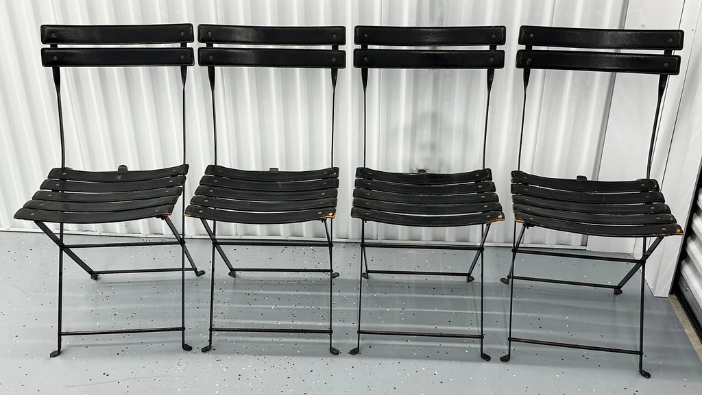 Set of 4 Marco Zanuso for Zanotta "Celestina" Folding Chairs in Black Leather – 1970s Italian Modern