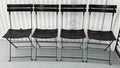 Set of 4 Marco Zanuso for Zanotta "Celestina" Folding Chairs in Black Leather – 1970s Italian Modern