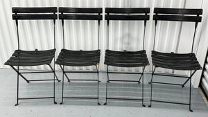 Set of 4 Marco Zanuso for Zanotta "Celestina" Folding Chairs in Black Leather – 1970s Italian Modern