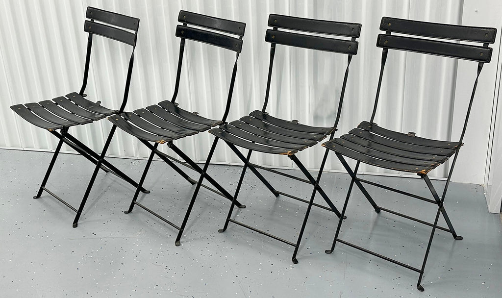 Set of 4 Marco Zanuso for Zanotta "Celestina" Folding Chairs in Black Leather – 1970s Italian Modern