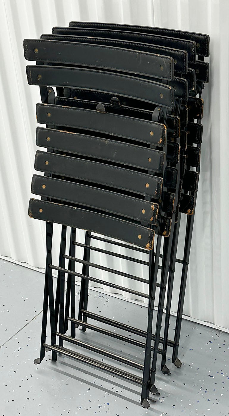 Set of 4 Marco Zanuso for Zanotta "Celestina" Folding Chairs in Black Leather – 1970s Italian Modern