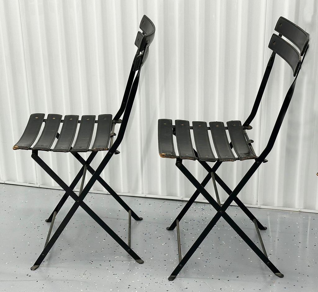 Set of 4 Marco Zanuso for Zanotta "Celestina" Folding Chairs in Black Leather – 1970s Italian Modern