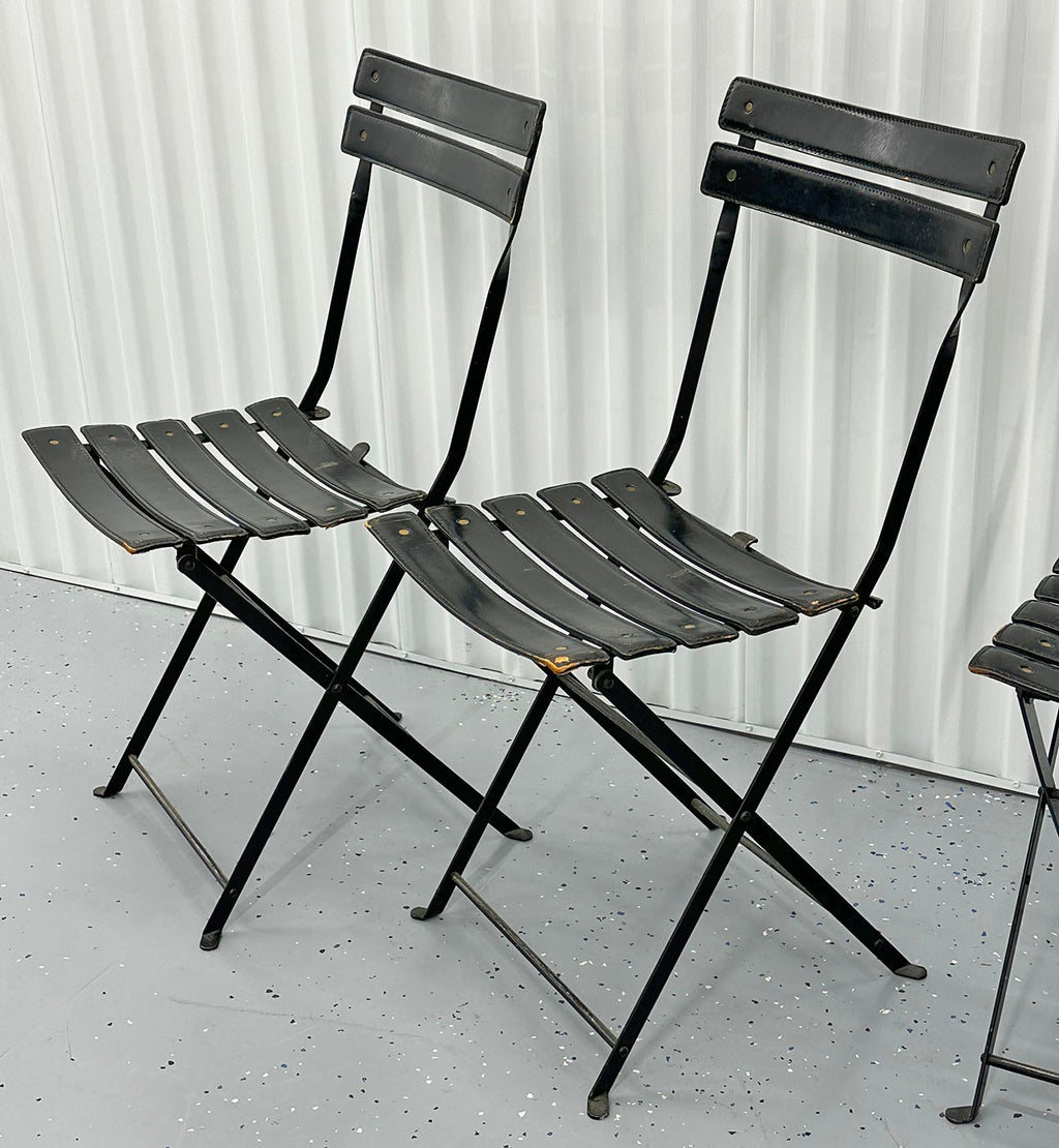 Set of 4 Marco Zanuso for Zanotta "Celestina" Folding Chairs in Black Leather – 1970s Italian Modern
