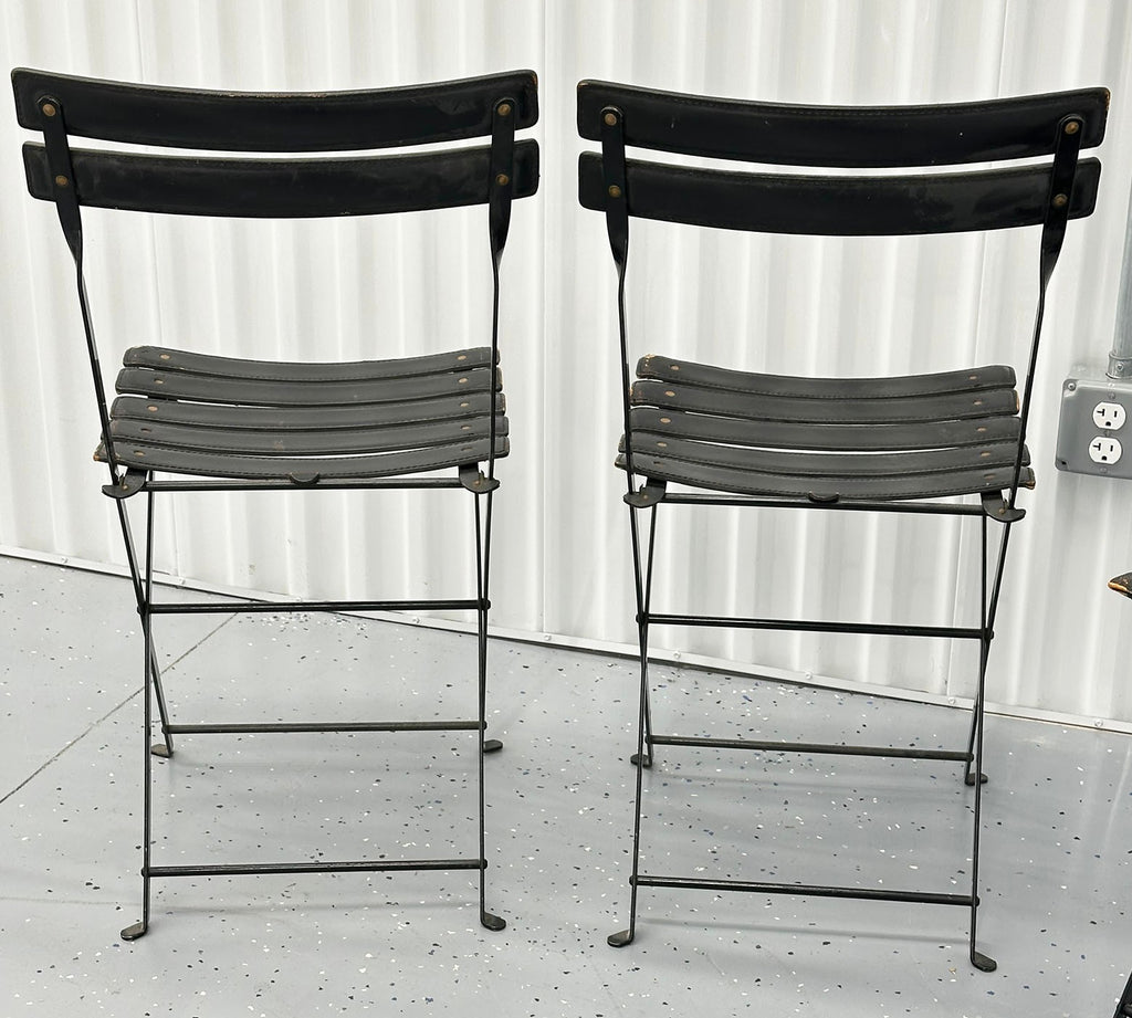 Set of 4 Marco Zanuso for Zanotta "Celestina" Folding Chairs in Black Leather – 1970s Italian Modern