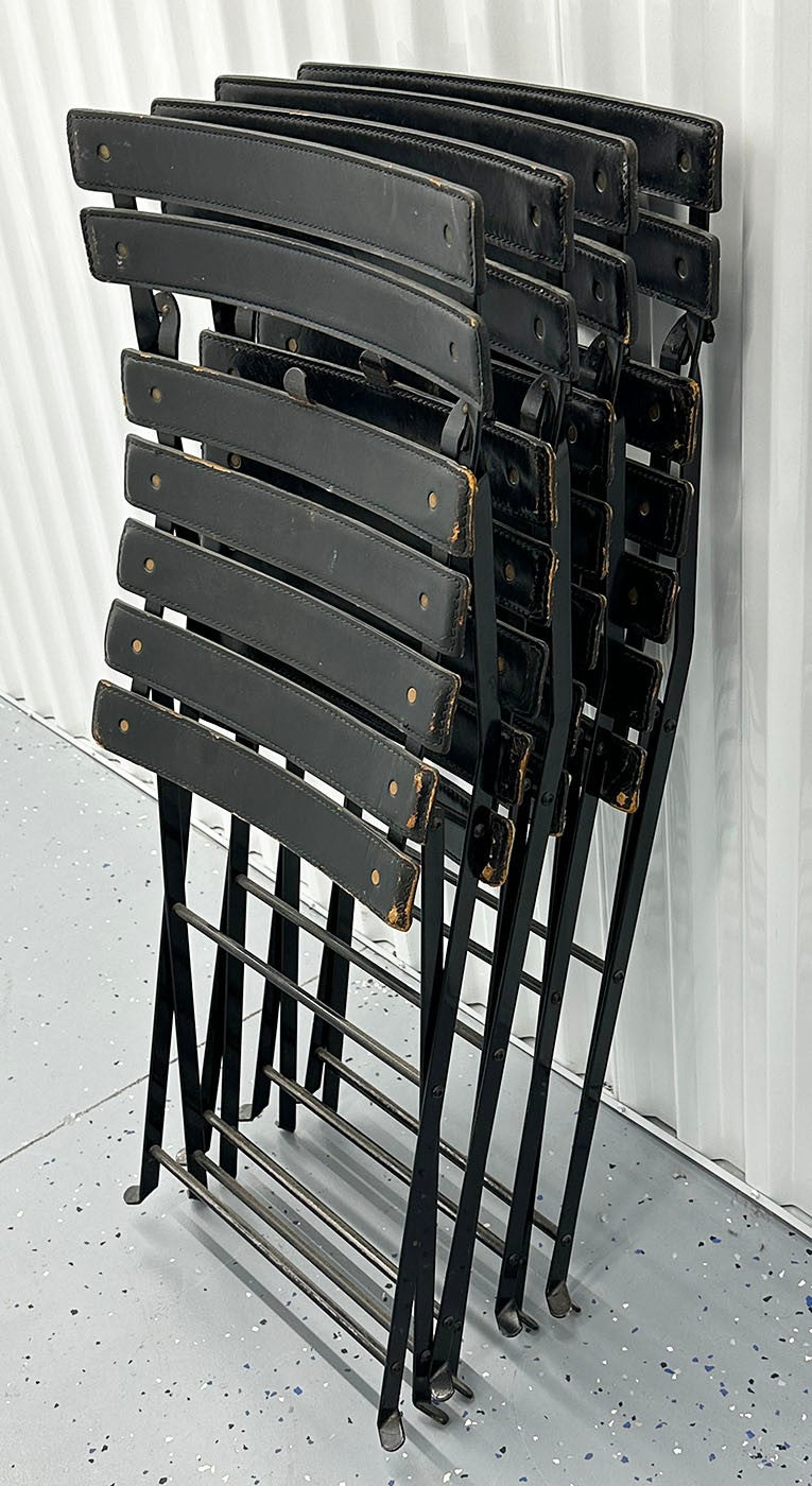 Set of 4 Marco Zanuso for Zanotta "Celestina" Folding Chairs in Black Leather – 1970s Italian Modern
