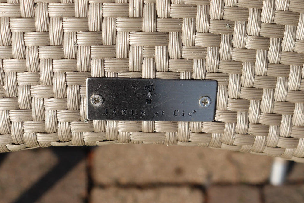 Janice Feldman for Janus et Cie Amari Outdoor Low Back Lounge Chairs - Pair - Limestone Finish