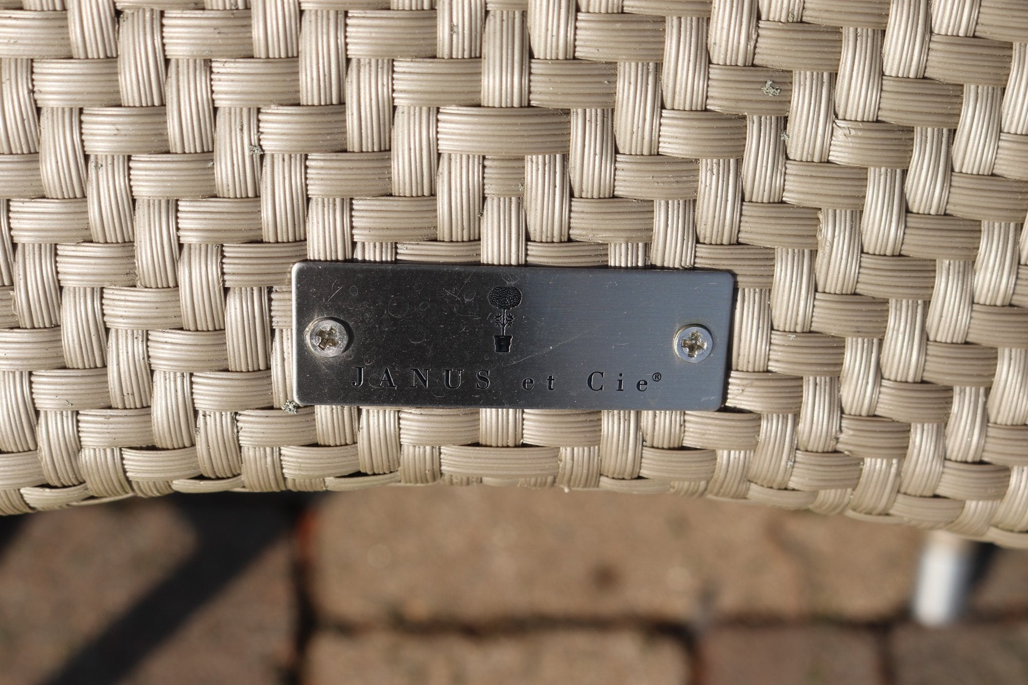 Janice Feldman for Janus et Cie Amari Outdoor Low Back Lounge Chairs - Pair - Limestone Finish