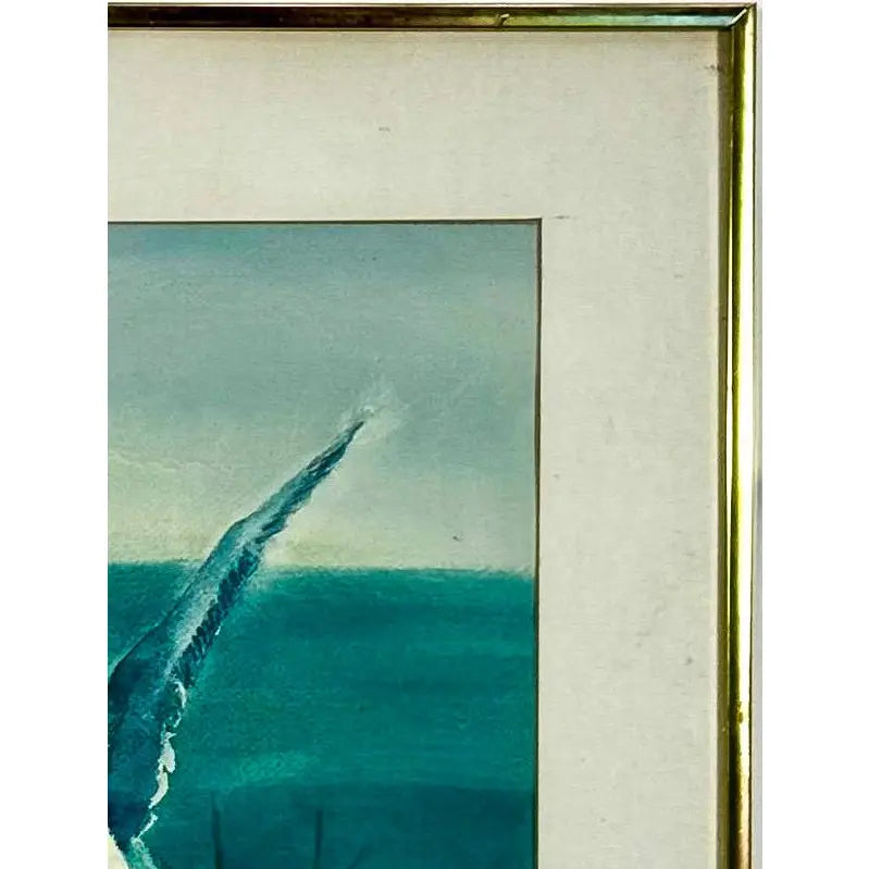 Original 1987 Coastal Watercolor "The Catch" Common Tern Bird Study - Signed C. G. Hurth