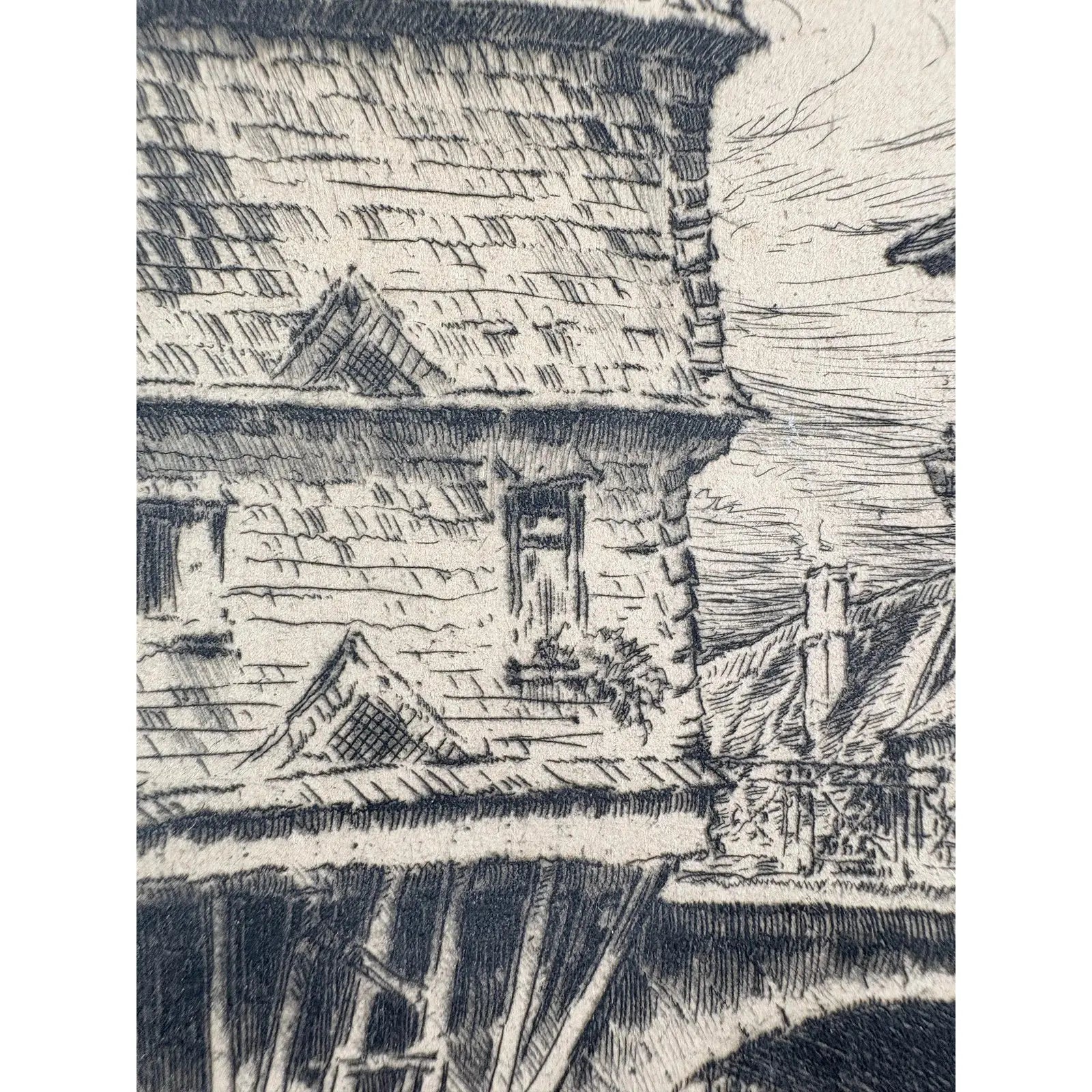 Original Signed Paul Geissler Etching | Historic Brückenhäuser, Bad Kreuznach | German Architectural Art | Circa 1930