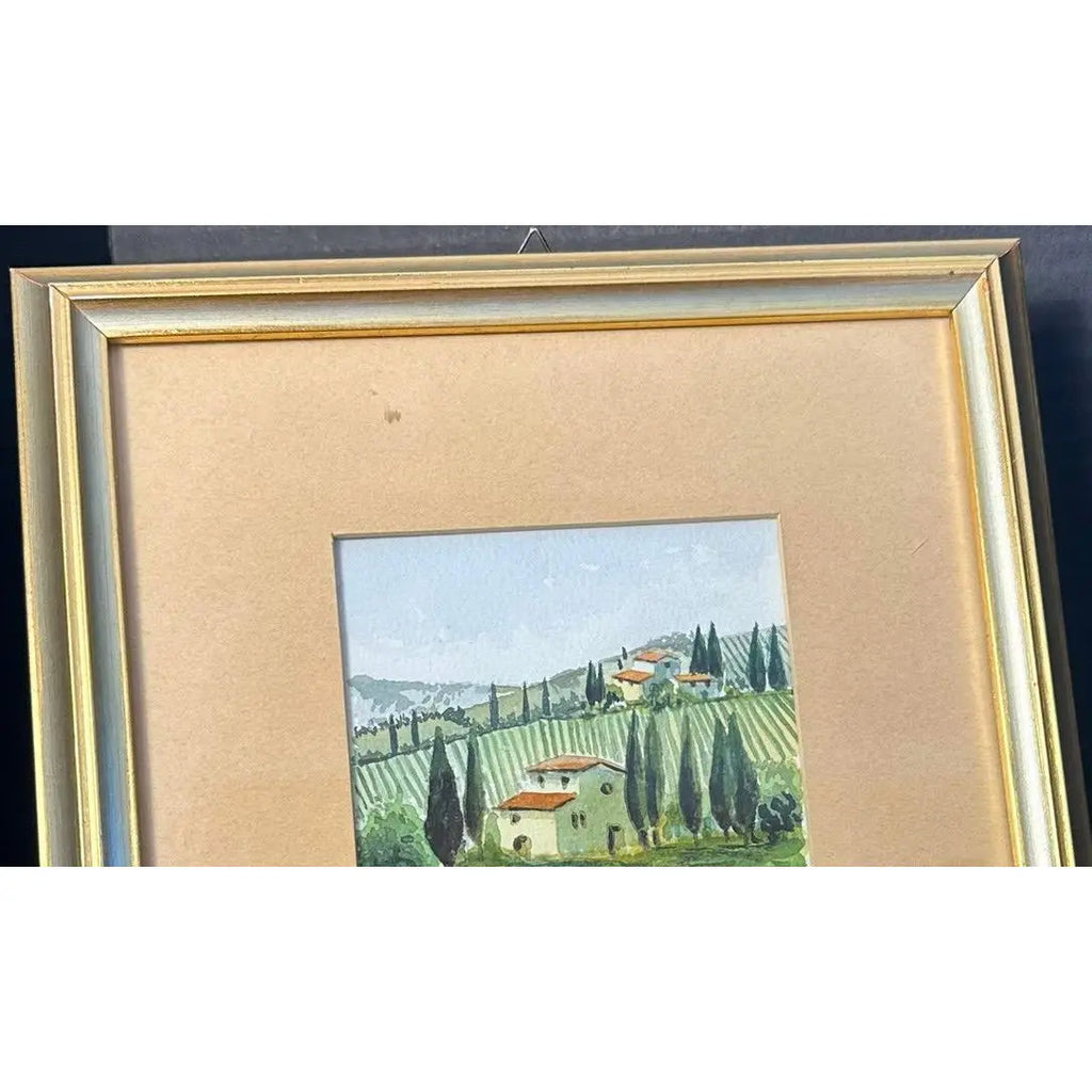 Original 2010 Maurizio Pece Watercolor | "Pieve di Campagna" Italian Landscape | Signed with COA & Display Stand