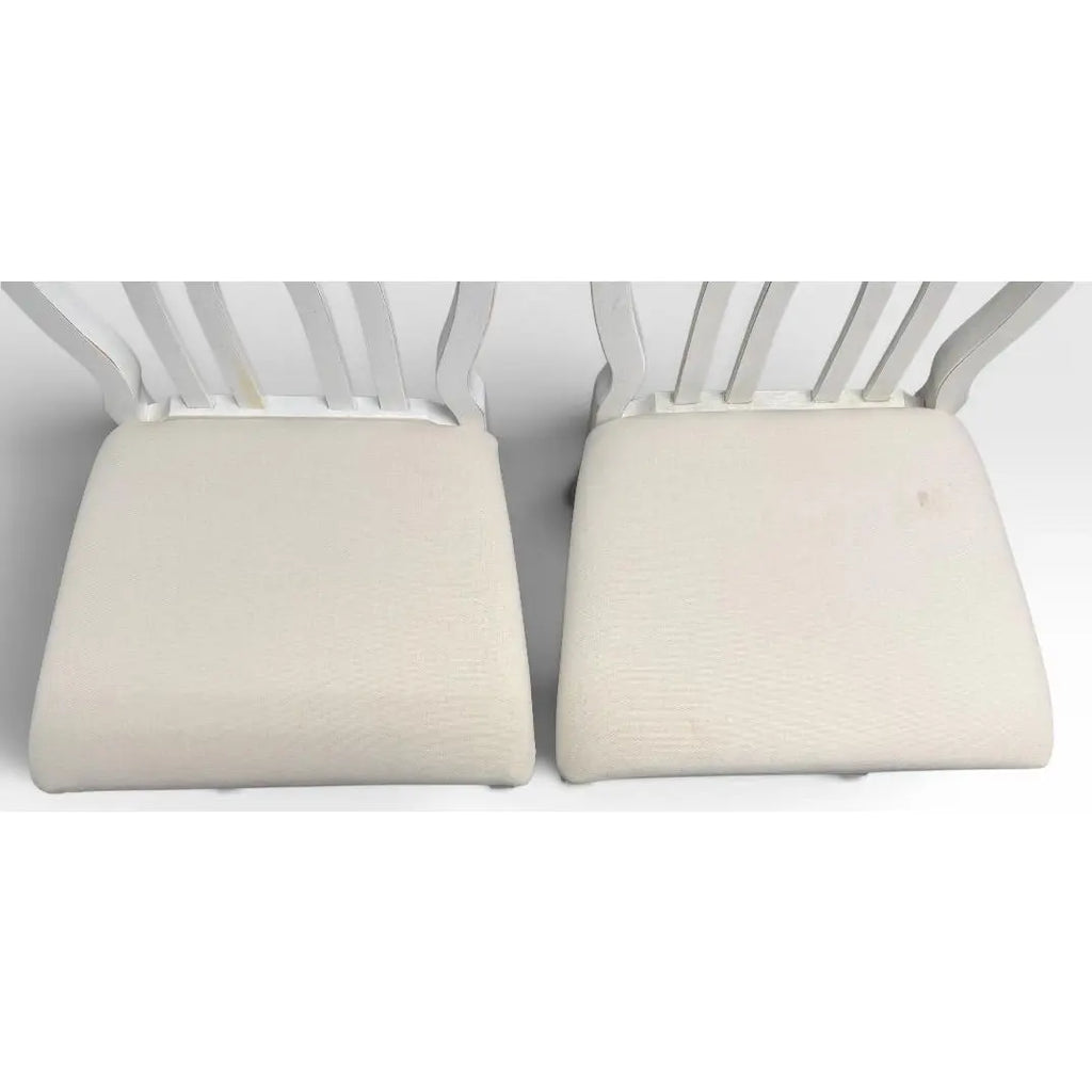 Universal Furniture White Dining Chairs Arched Open Work Geometric Rounded Back Set of Six