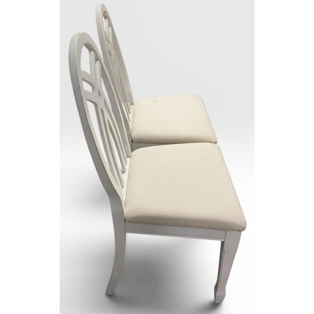 Universal Furniture White Dining Chairs Arched Open Work Geometric Rounded Back Set of Six