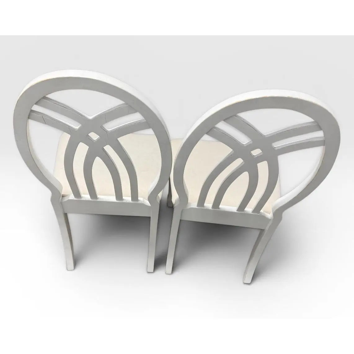 Universal Furniture White Dining Chairs Arched Open Work Geometric Rounded Back Set of Six
